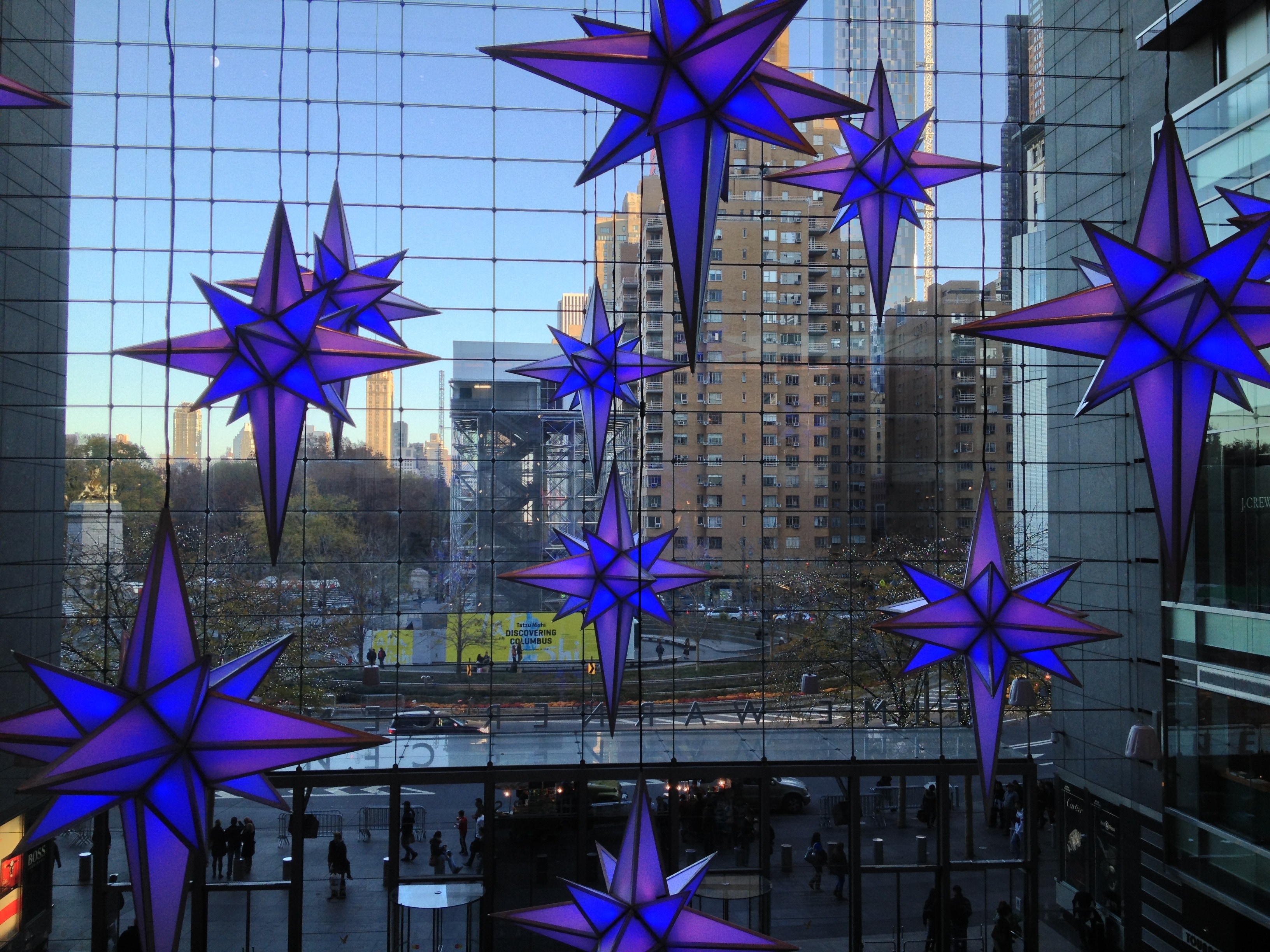 Stars, Nyc, City, Columbus Circle, blue, purple