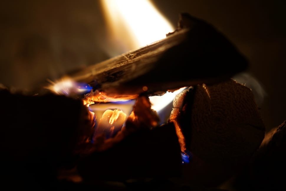 Fireplace, Flame, Fire, Log, Wood, Burn, illuminated, night preview