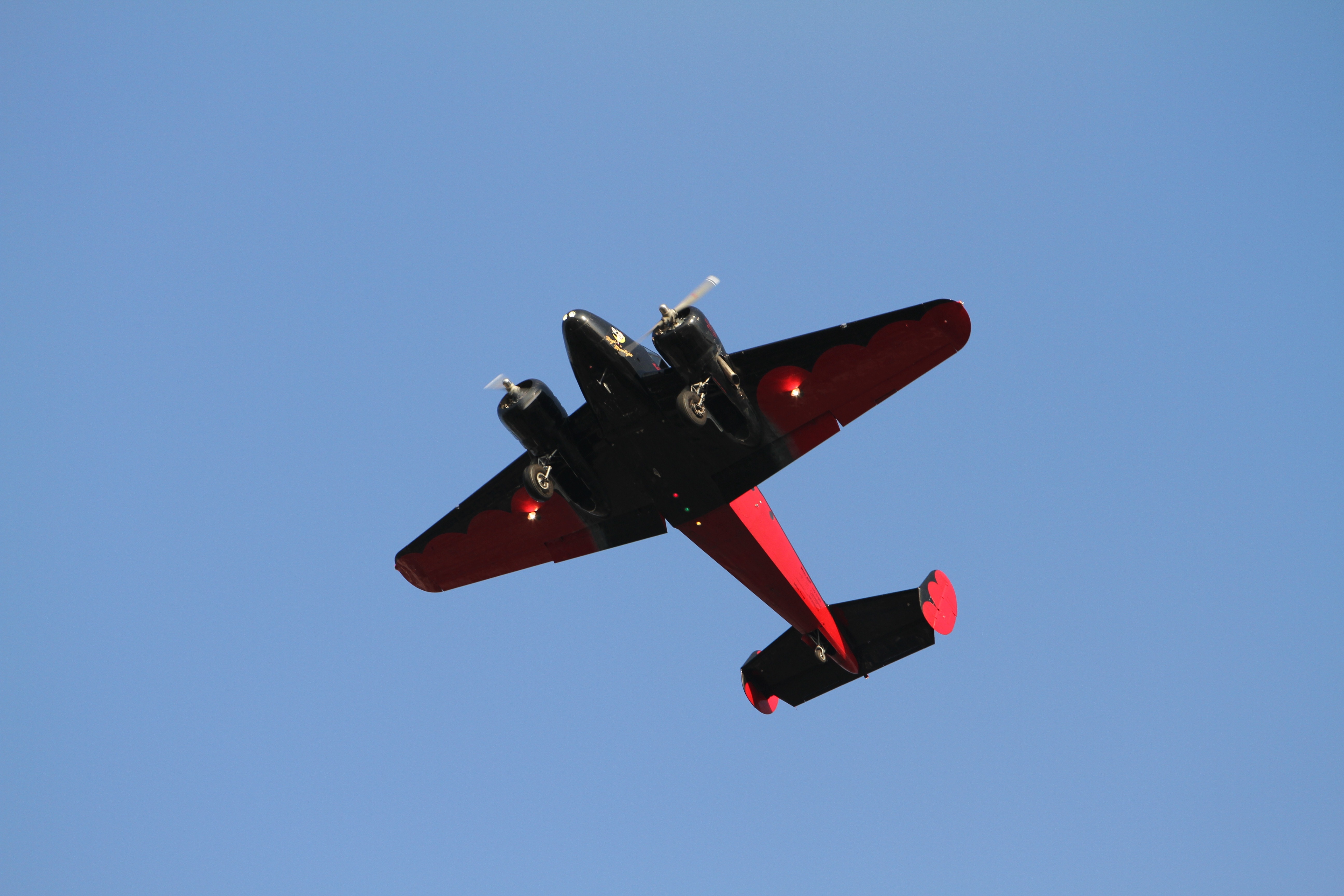black and red biplane