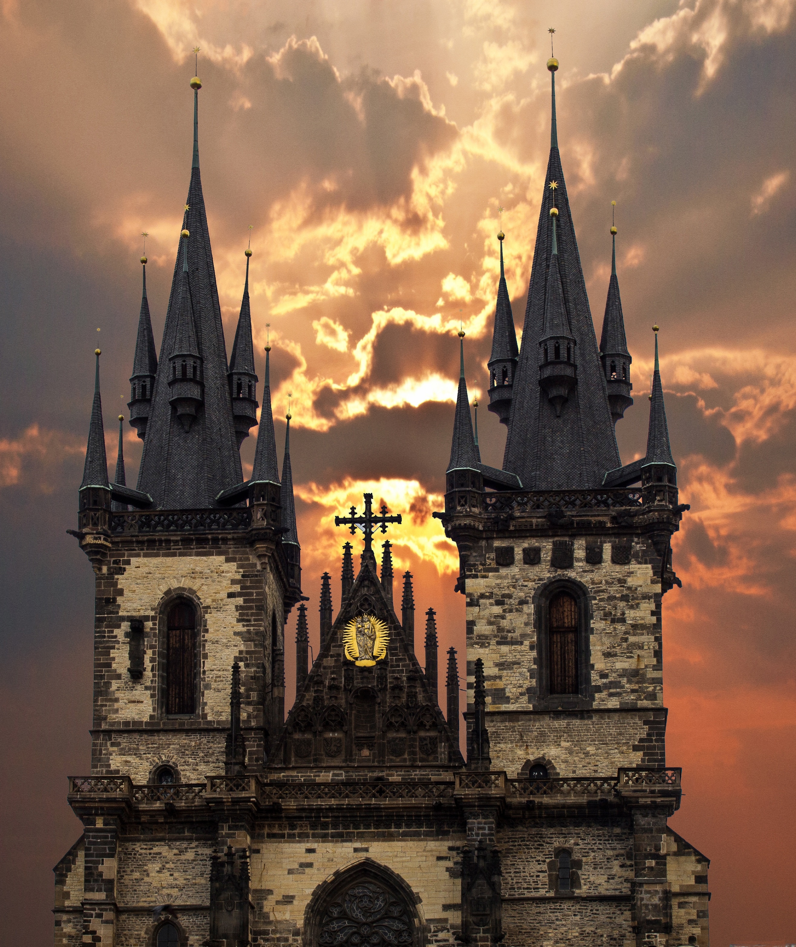 Czech Republic, Churches, Prague, sunset, architecture