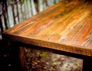 brown wooden rectangular bench thumbnail