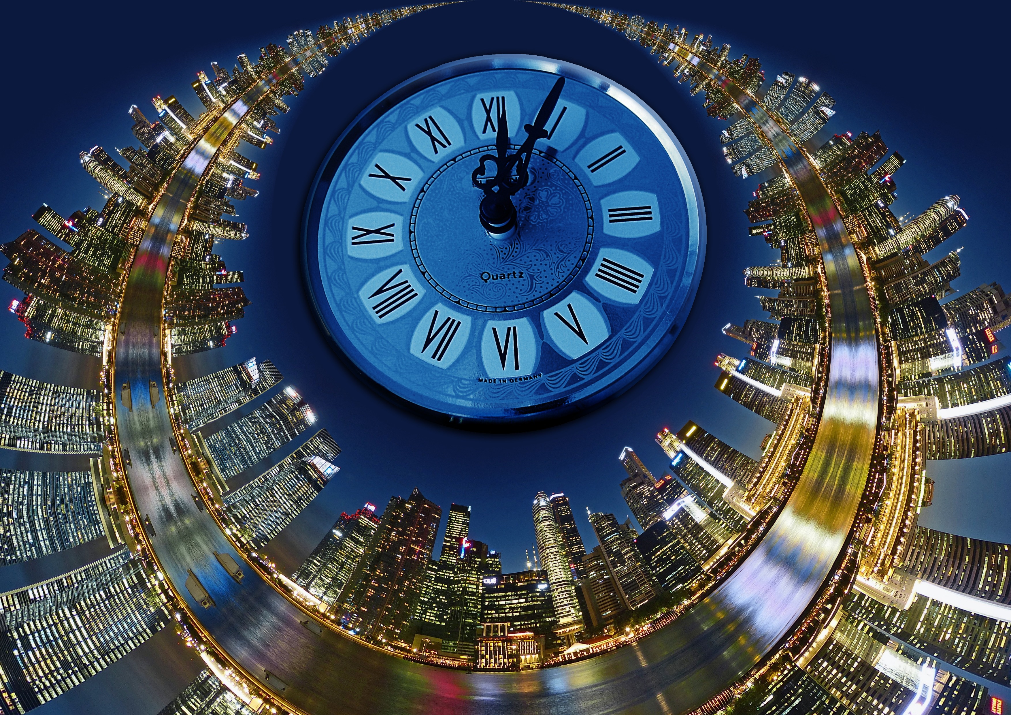 fisheye photography of clock