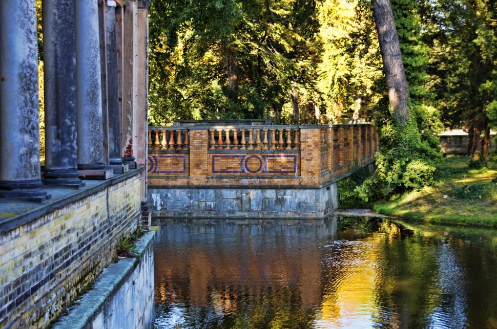 Columnar, Park Sanssouci, Water, Railing, reflection, water preview