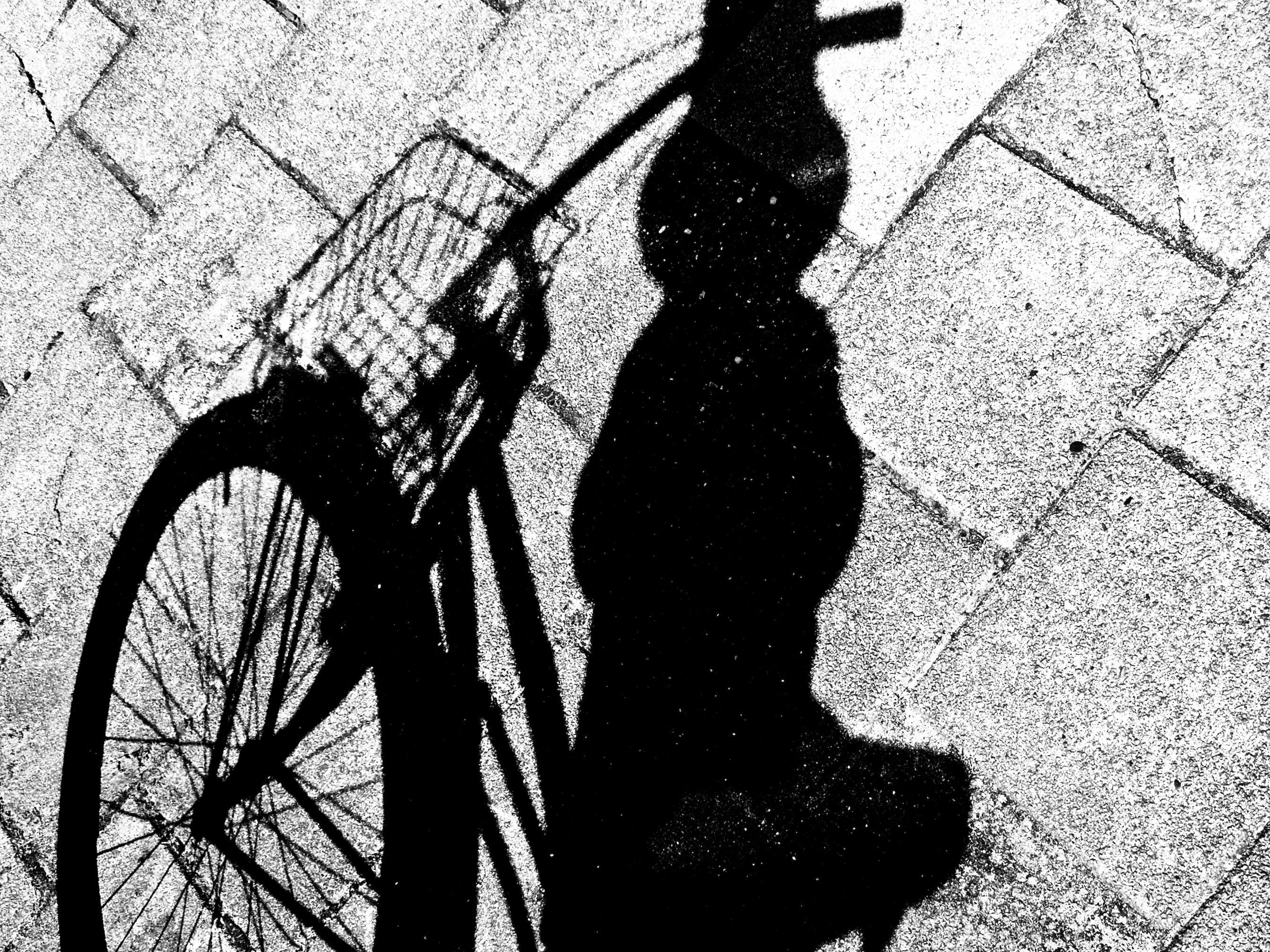 bicycle shadow in grey concrete ground