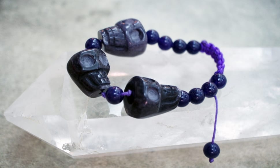 blue and black skull beaded bracelet preview