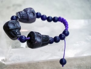 blue and black skull beaded bracelet thumbnail