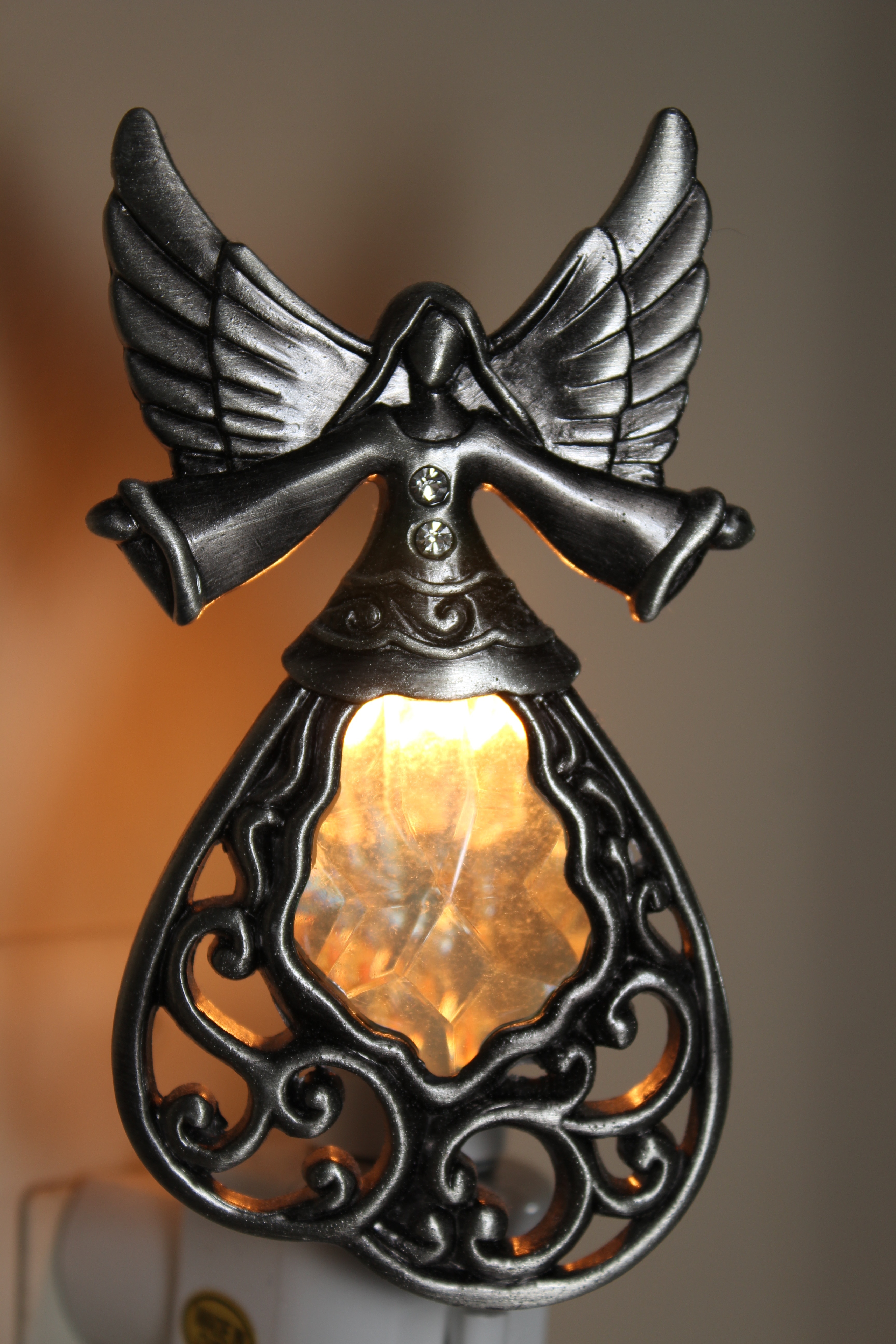 grey steel woman angel lamp decor