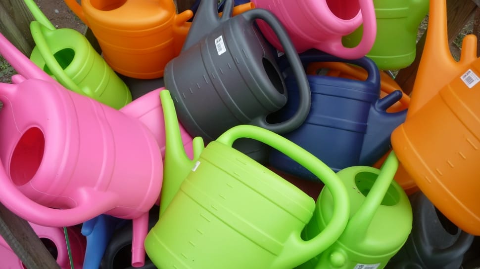 Watering Cans, Plastic, Colorful, plastic, environment preview