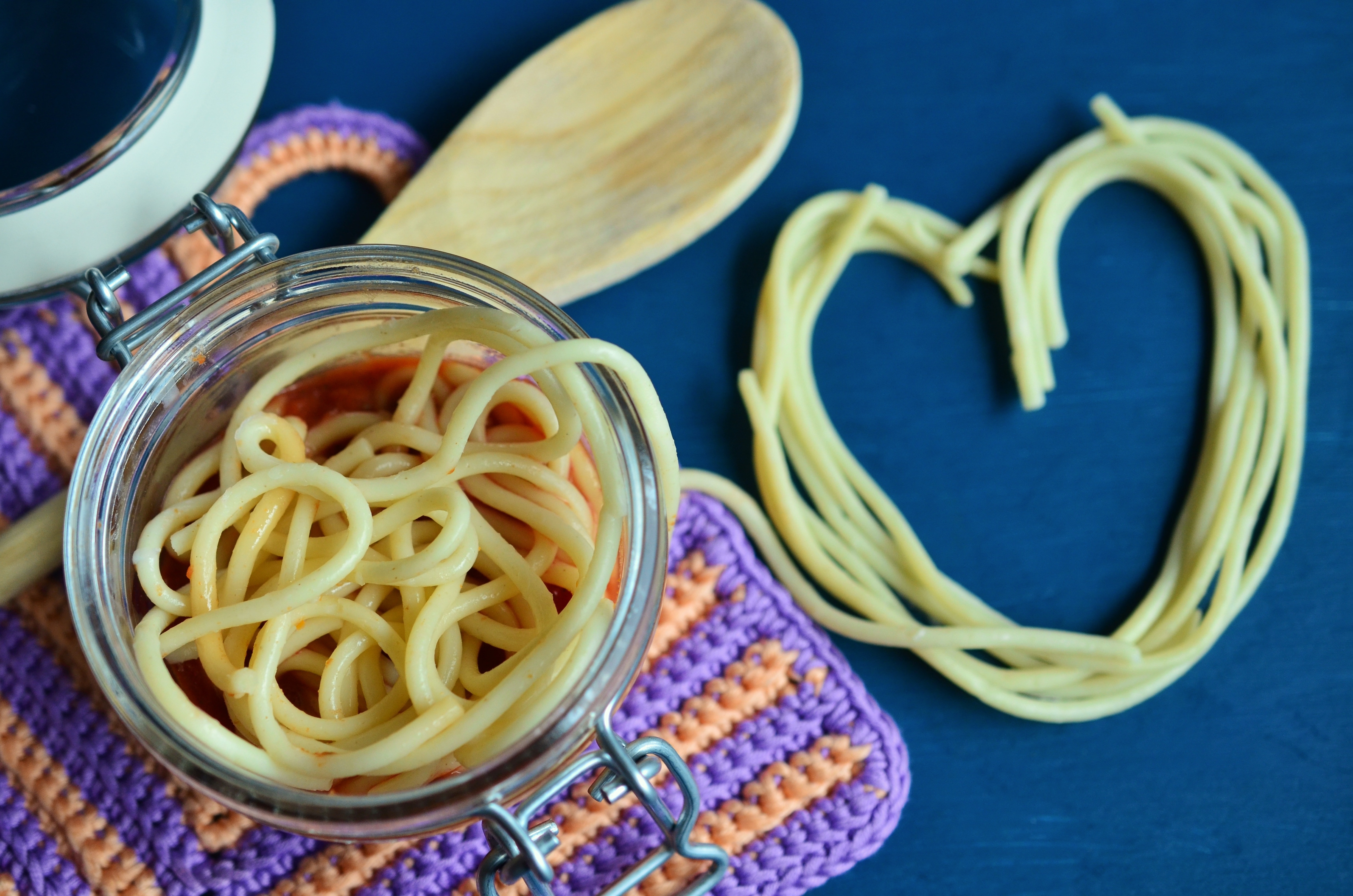 spaghetti in glass jar