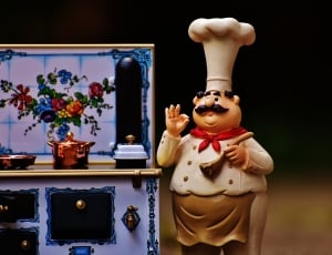 chef and with kitchen ceramic figurine thumbnail