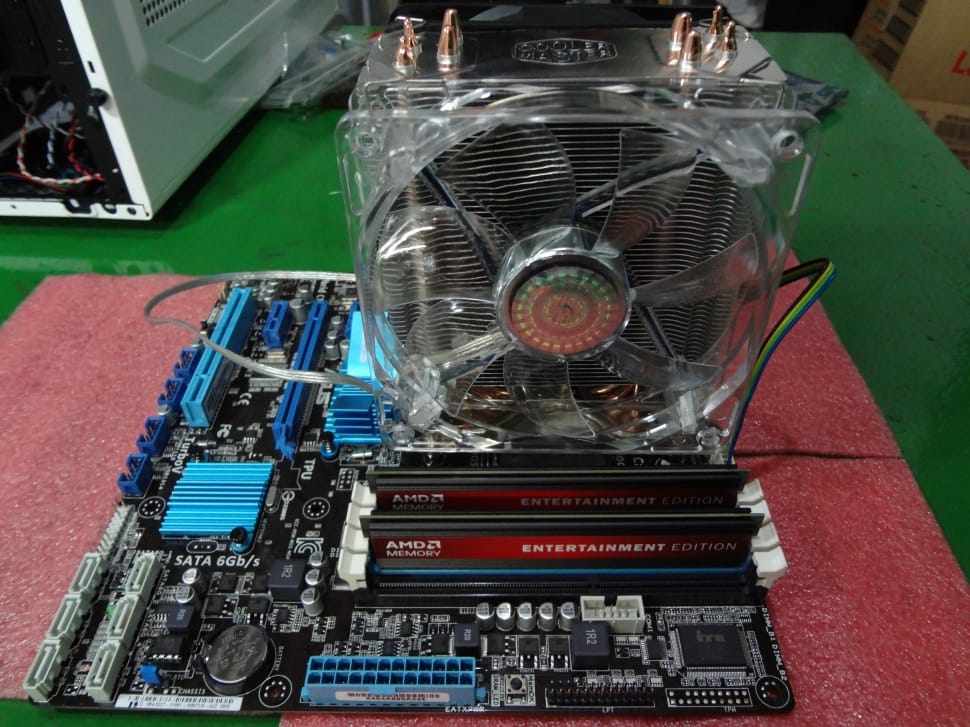 black and blue motherboard preview