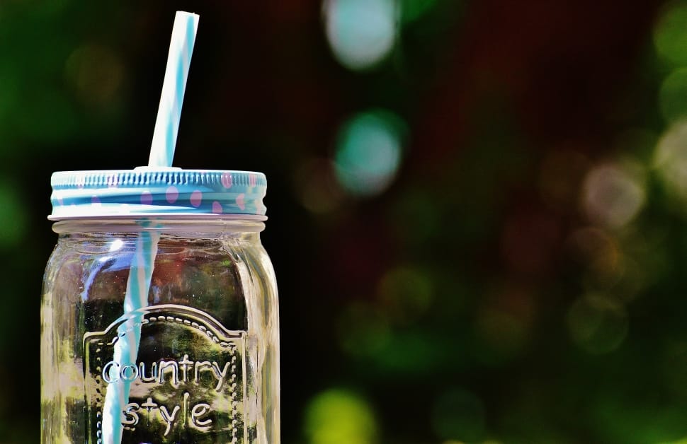clear country style glass mason jar with straw preview