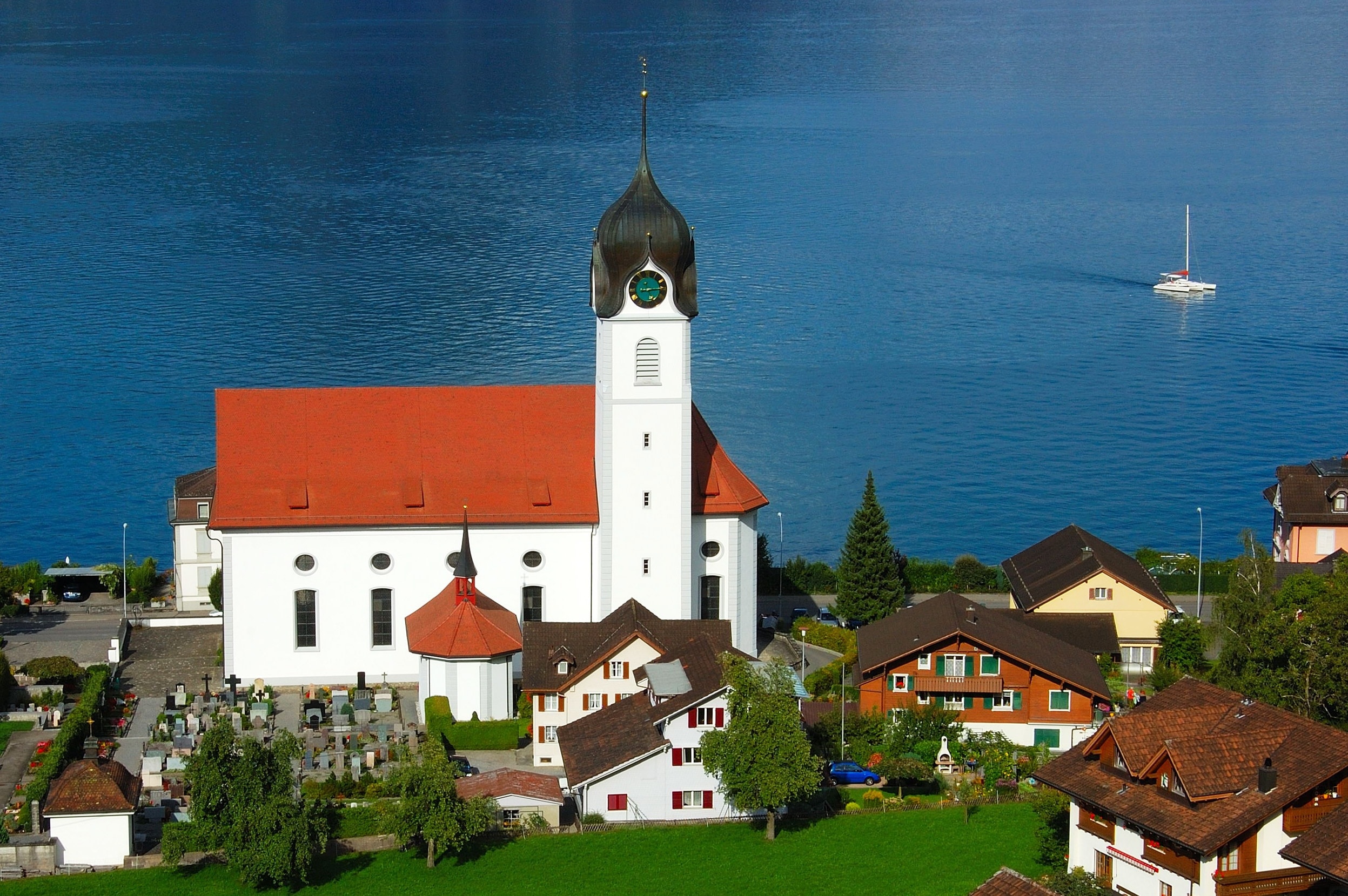 Switzerland, Lake Lucerne Region, Church, building exterior, architecture