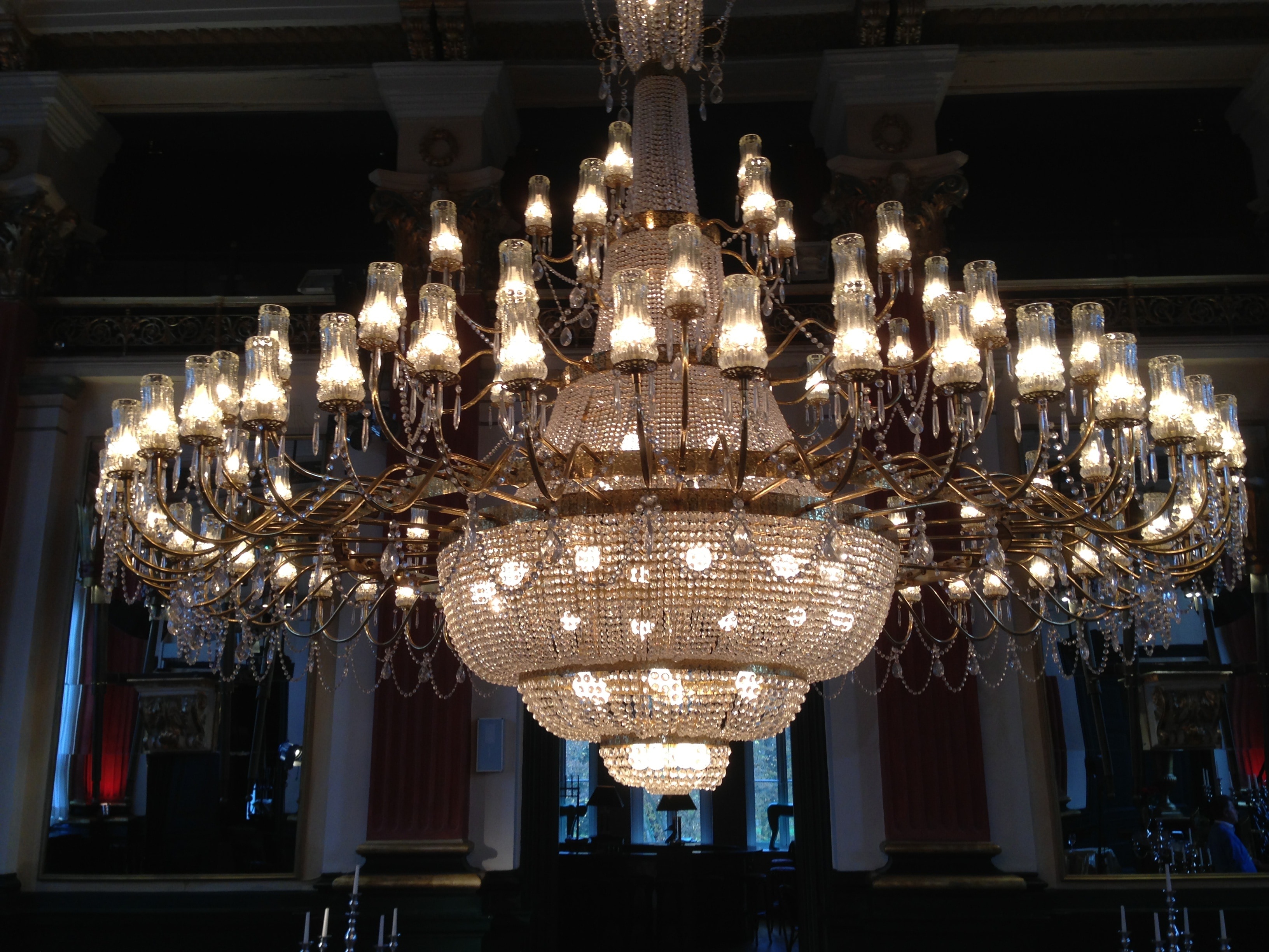 gray uplight chandelier