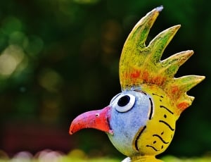 yellow blue and red bird decor thumbnail