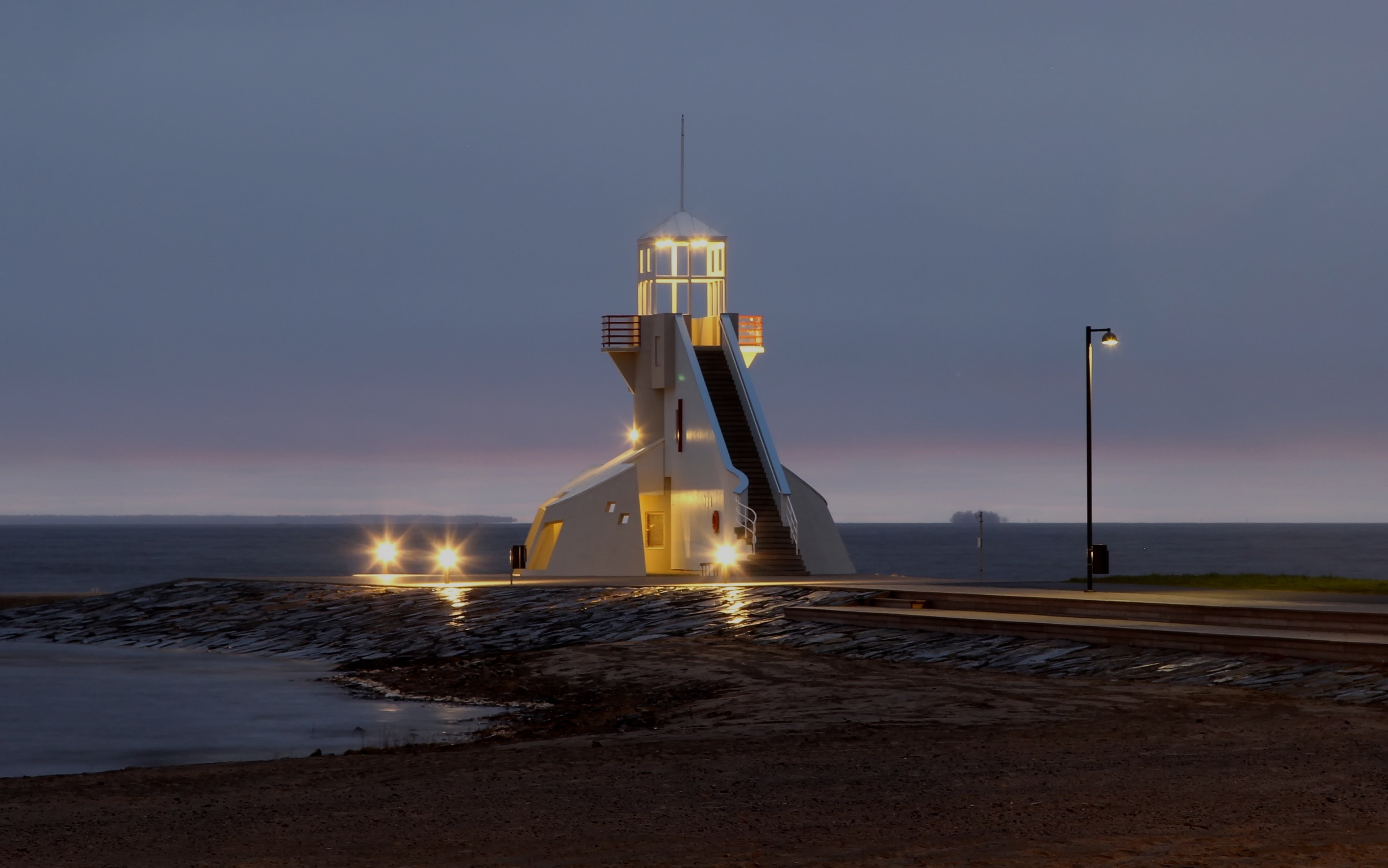 photography of white light house