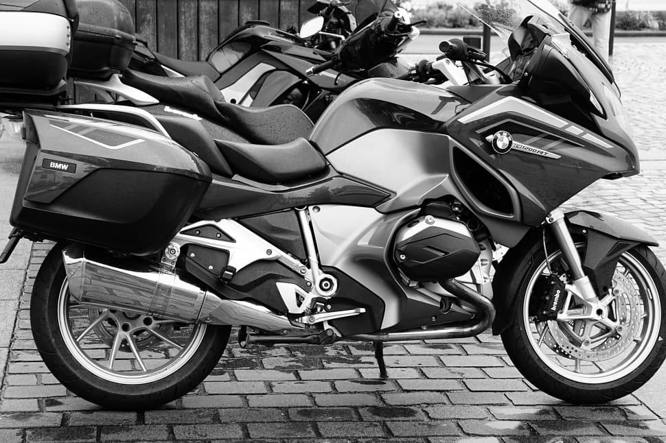 gray scale photography gray and black bmw sports bike preview