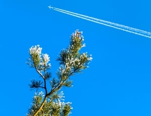 Sky, Blue, Aircraft, Contrail, Winter, clear sky, blue thumbnail