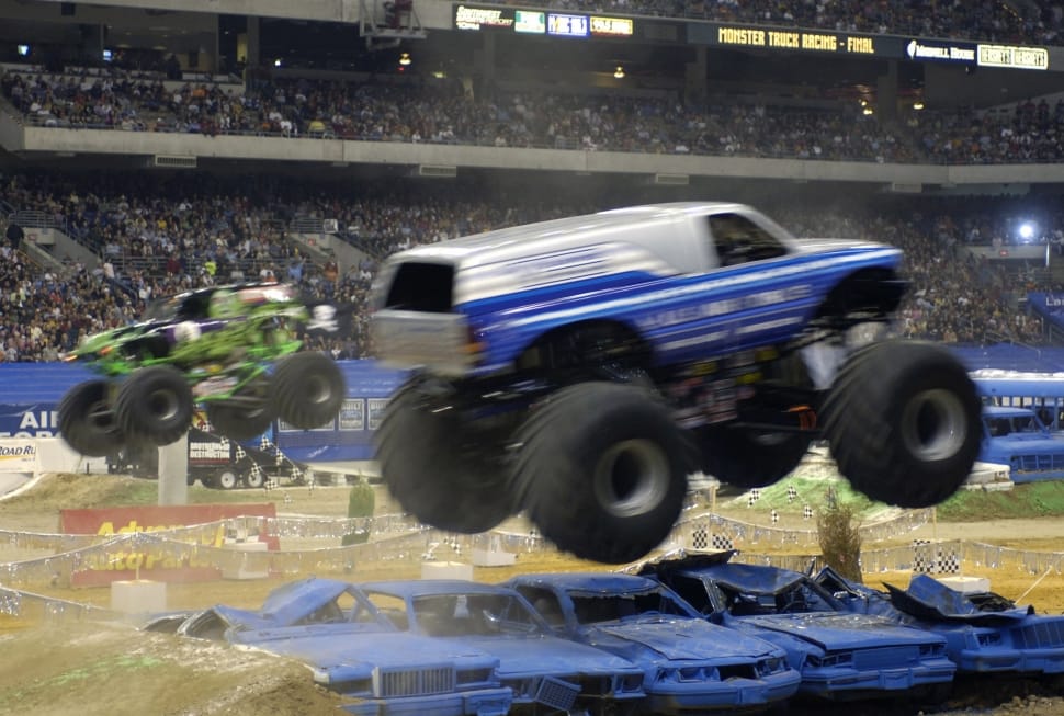 blue and gray monster truck preview