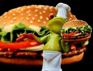 Frog, Cooking, Cheeseburger, Hamburger, tomato, food and drink thumbnail