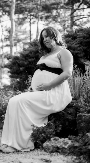 women's white and black maternity dress thumbnail