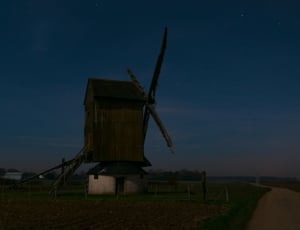 Windmill, night, wooden house thumbnail