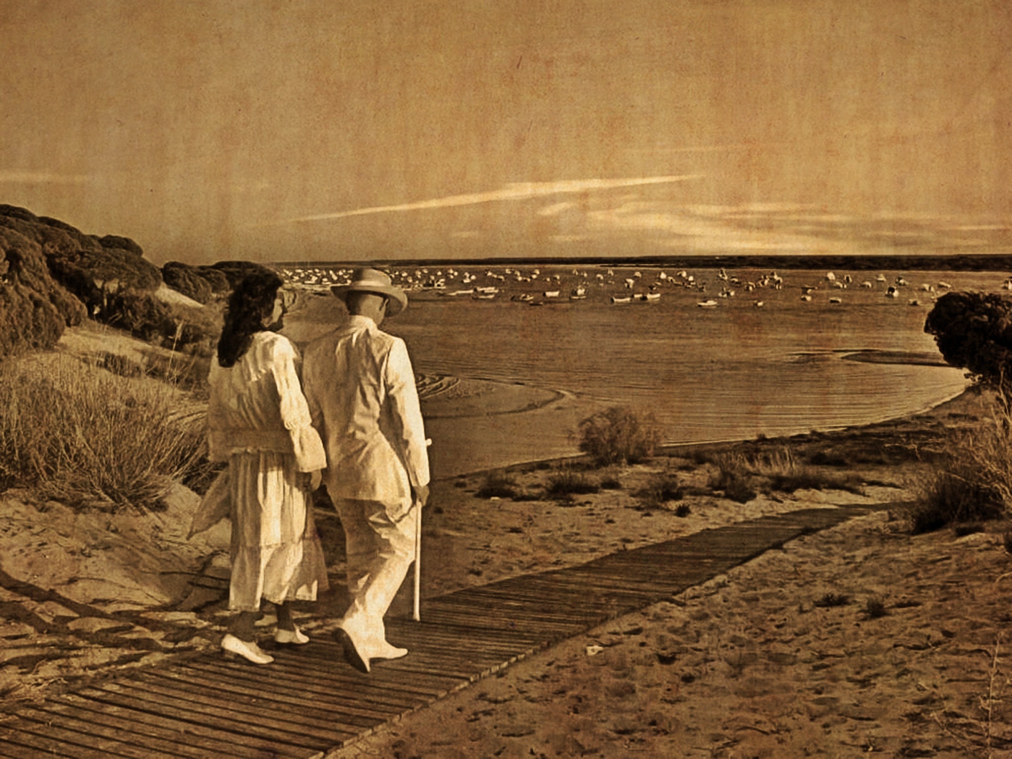 man and woman walking near seashore