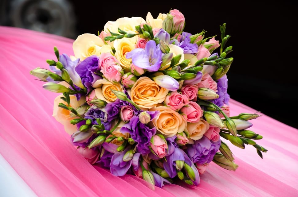 Pink Yellow And Purple Roses Bouquet Free Image Peakpx