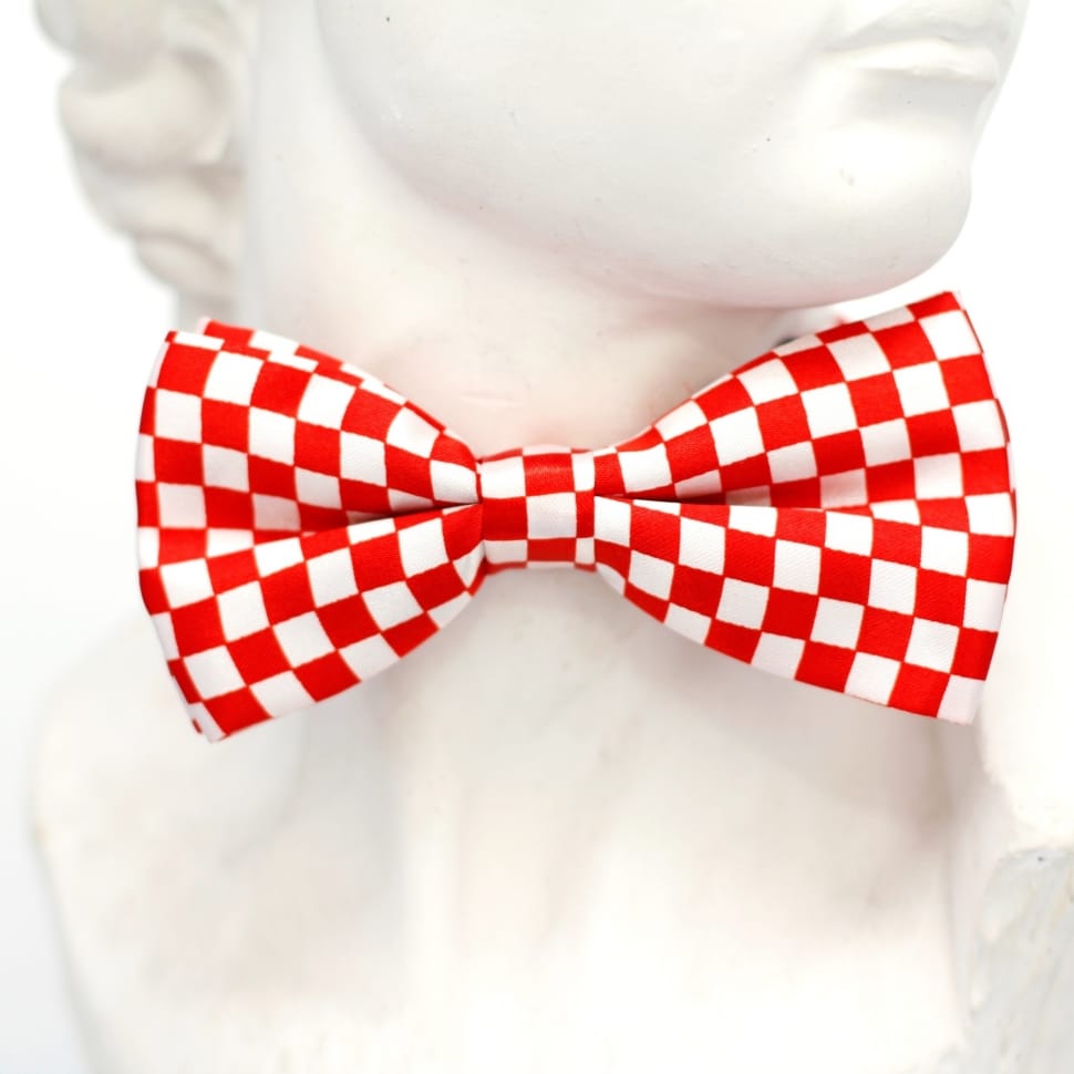close up photo of white and red bow tie preview