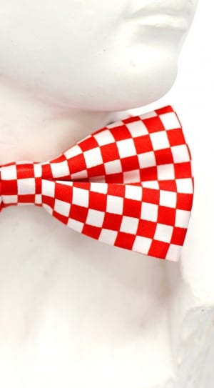 close up photo of white and red bow tie thumbnail