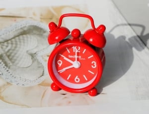 red and white bell alarm clock thumbnail
