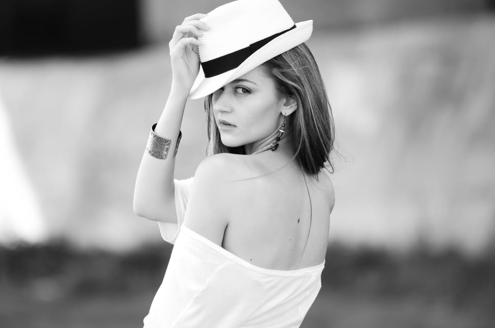 girl wearing fedora hat preview