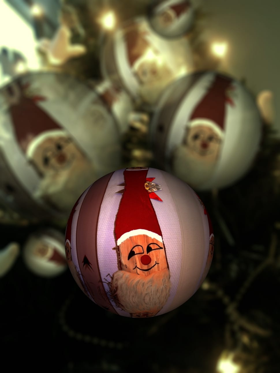 brown and white santa claus print christmas baubles preview