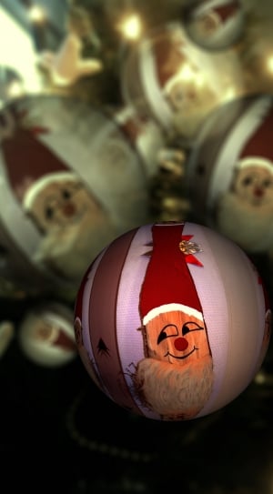 brown and white santa claus print christmas baubles thumbnail
