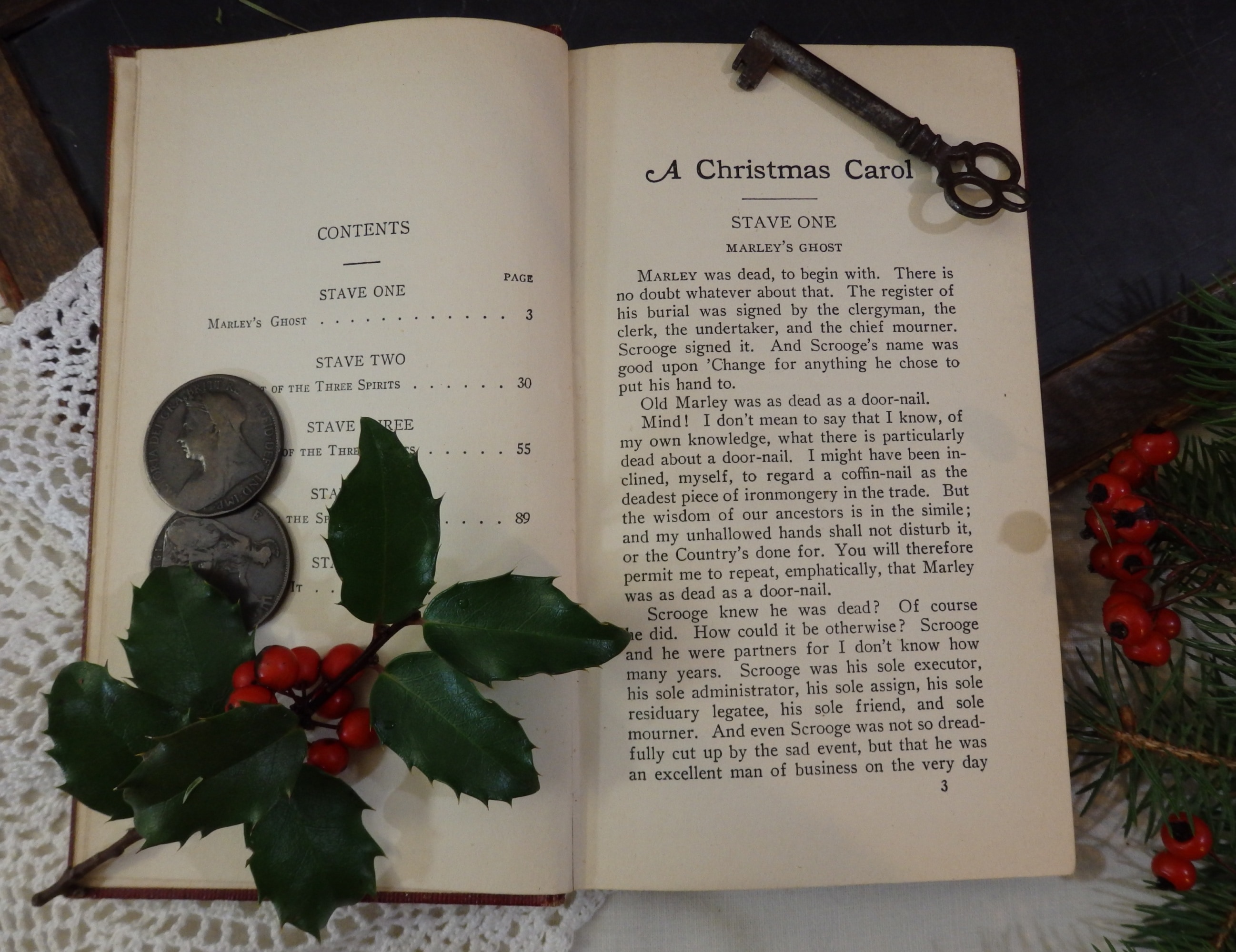 Antique, Book, Christmas, Holly, text, rose - flower
