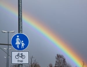 blue and white road signs thumbnail