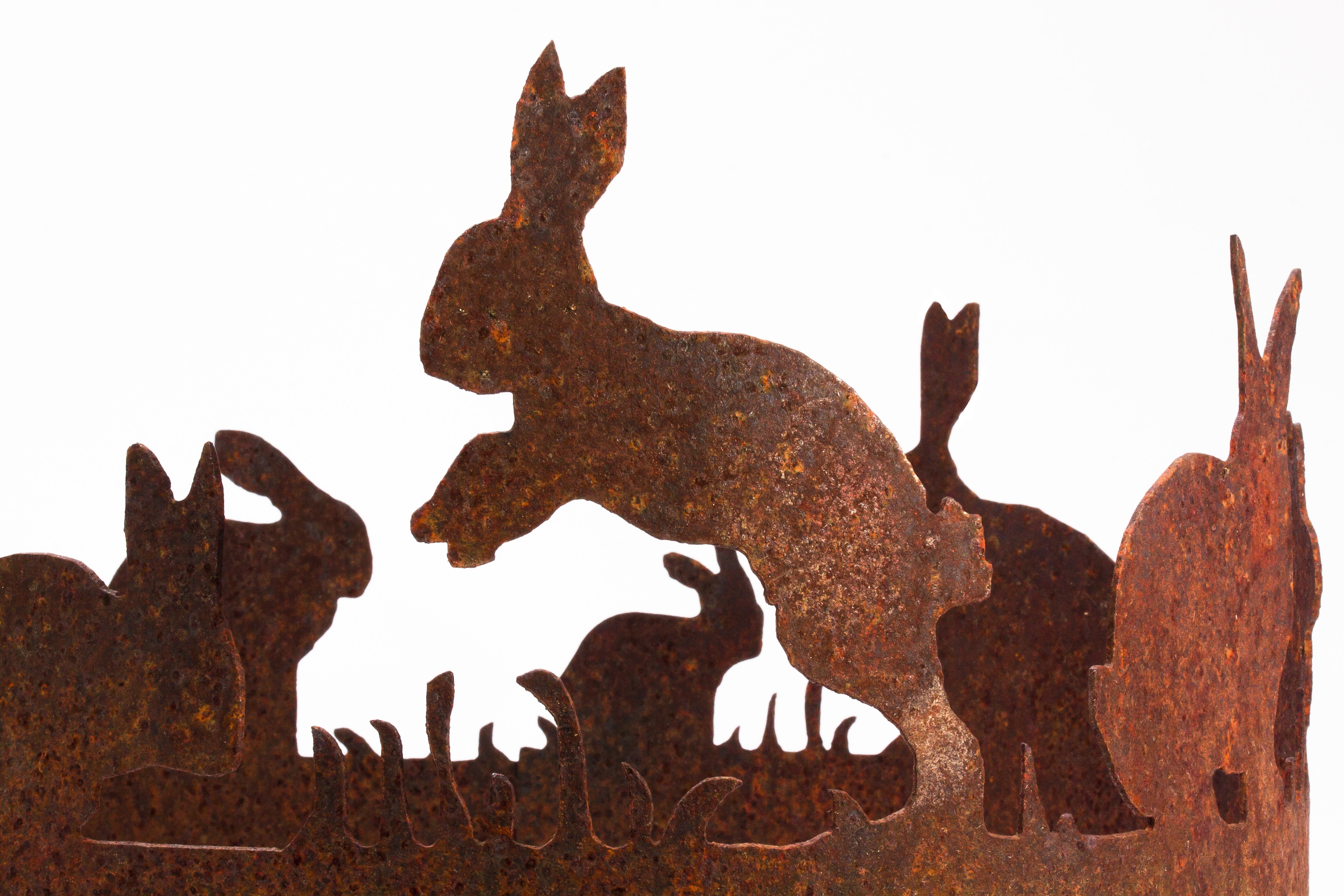 brown steel Rabbit design table decor