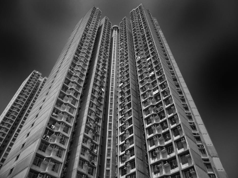 grayscale photo of high rise building preview