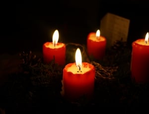 close up photo of four pillar candles thumbnail