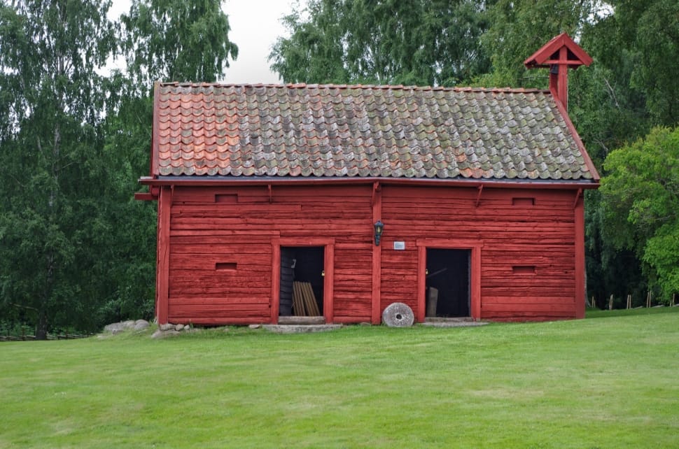 Scenic, Sweden, Wooden, Barn, Wood, Old, green color, building exterior preview