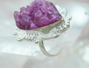pink geode silver ring thumbnail