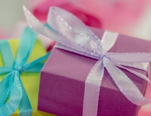 two green and purple gift boxes thumbnail