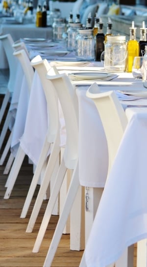 white table and chair long table dining set thumbnail