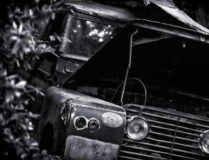 grayscale photo of classic car thumbnail