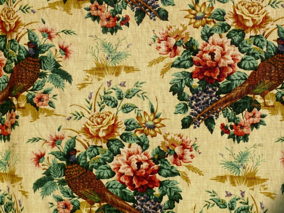 green yellow red floral textile preview