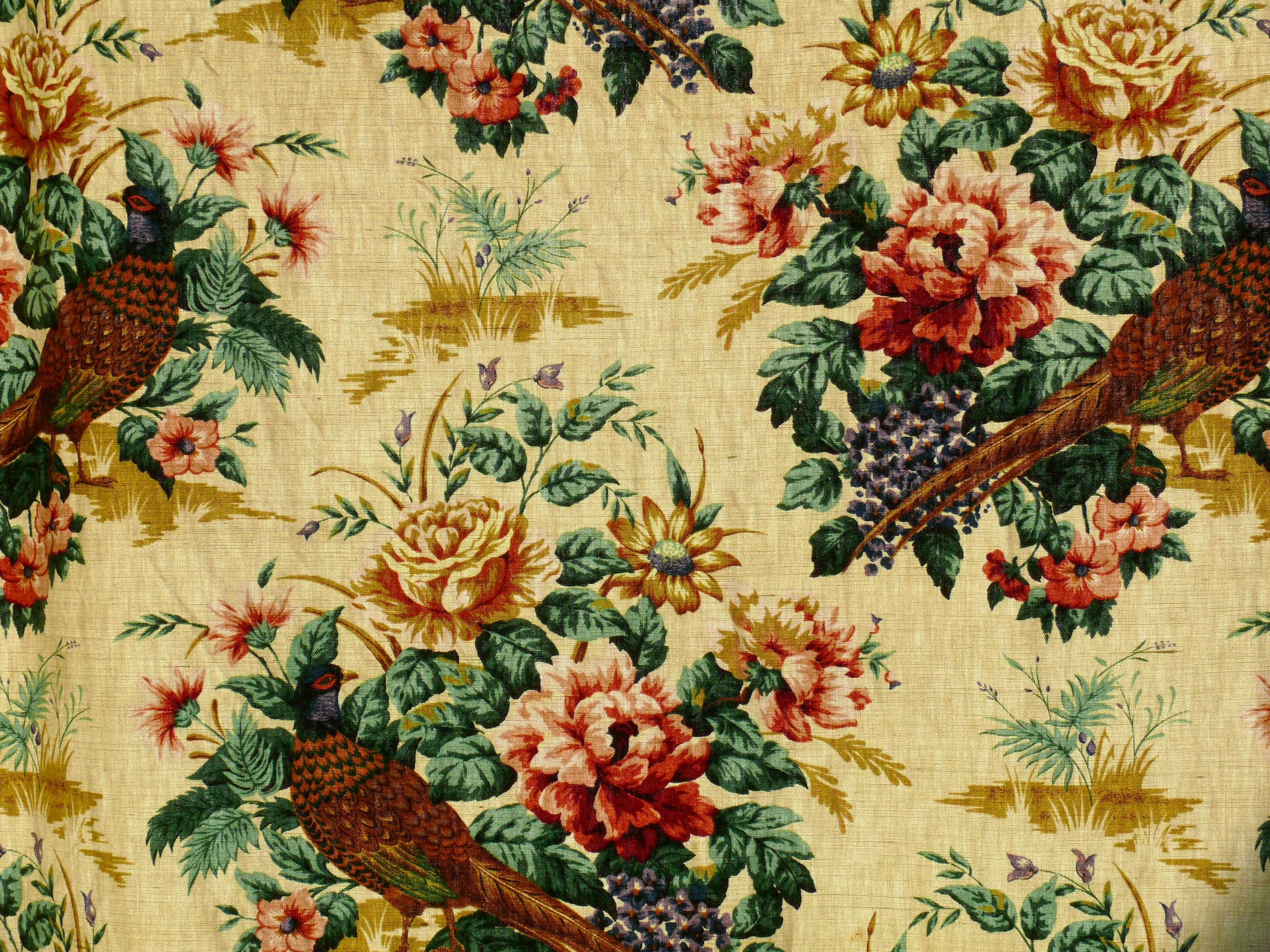green yellow red floral textile