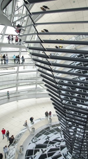Berlin, Reichstag, Building, Mirrors, steps and staircases, large group of people thumbnail