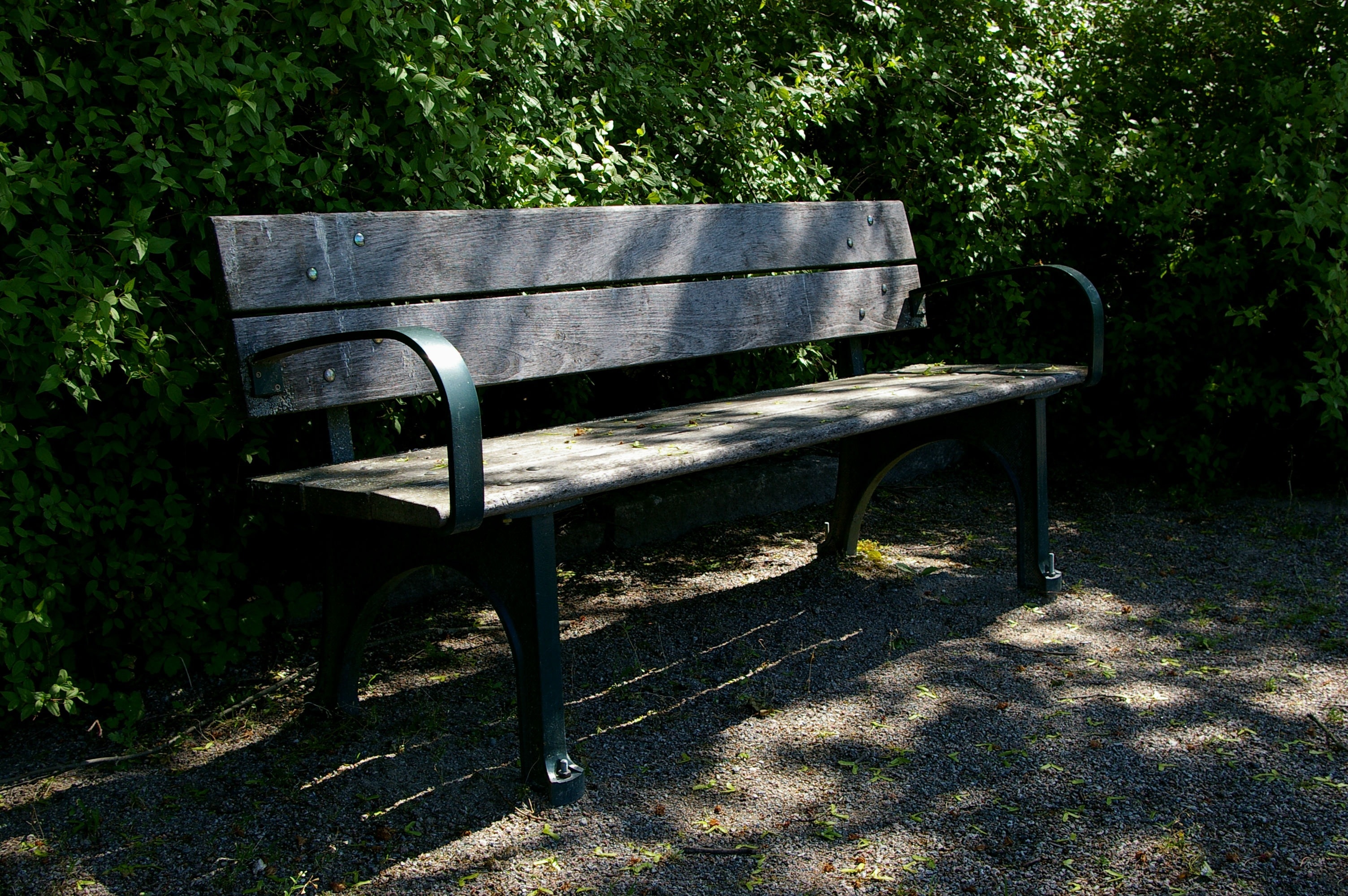 black and gray wooden bench