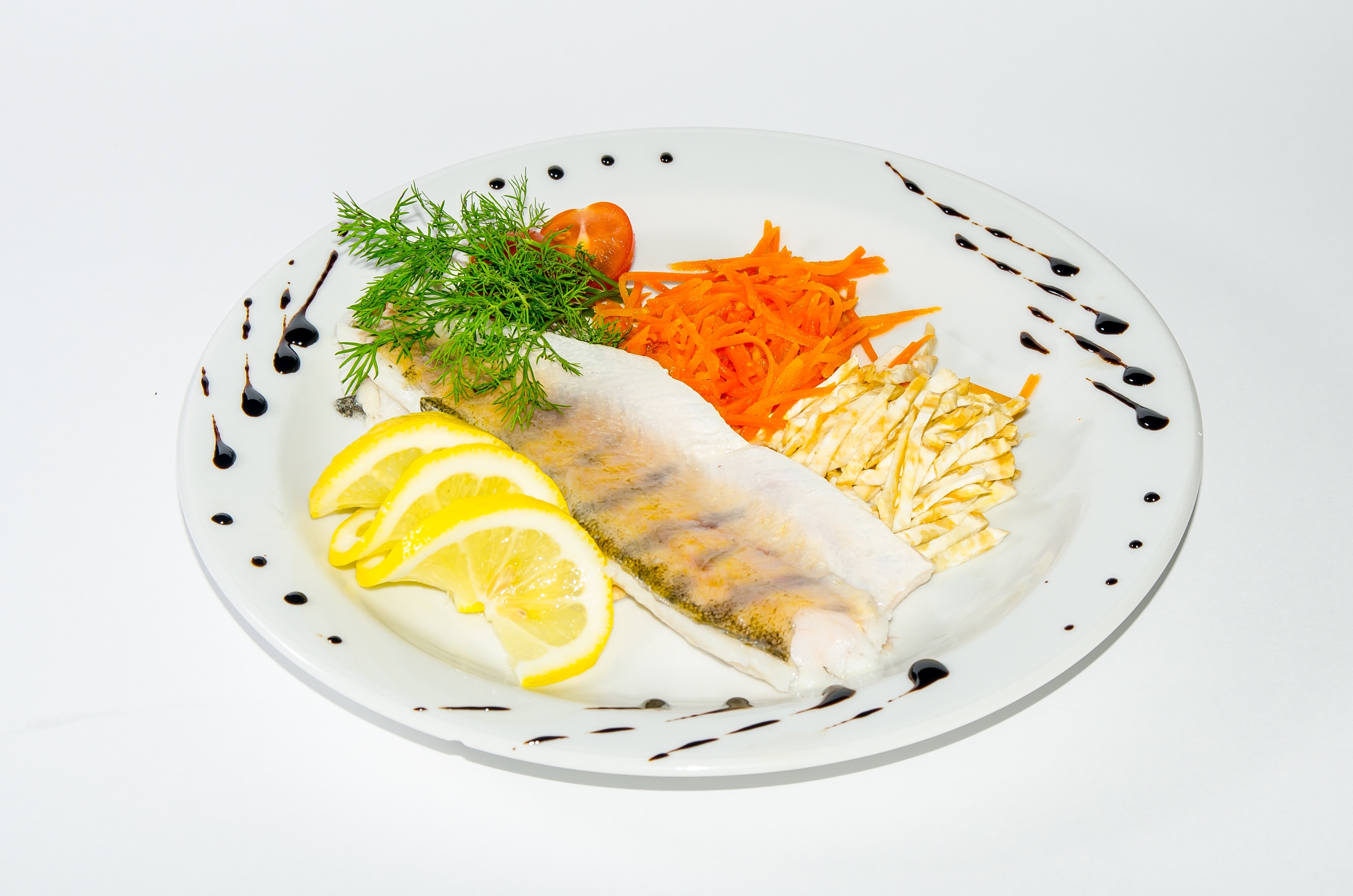 squid, carrots, and lemon with celery dish