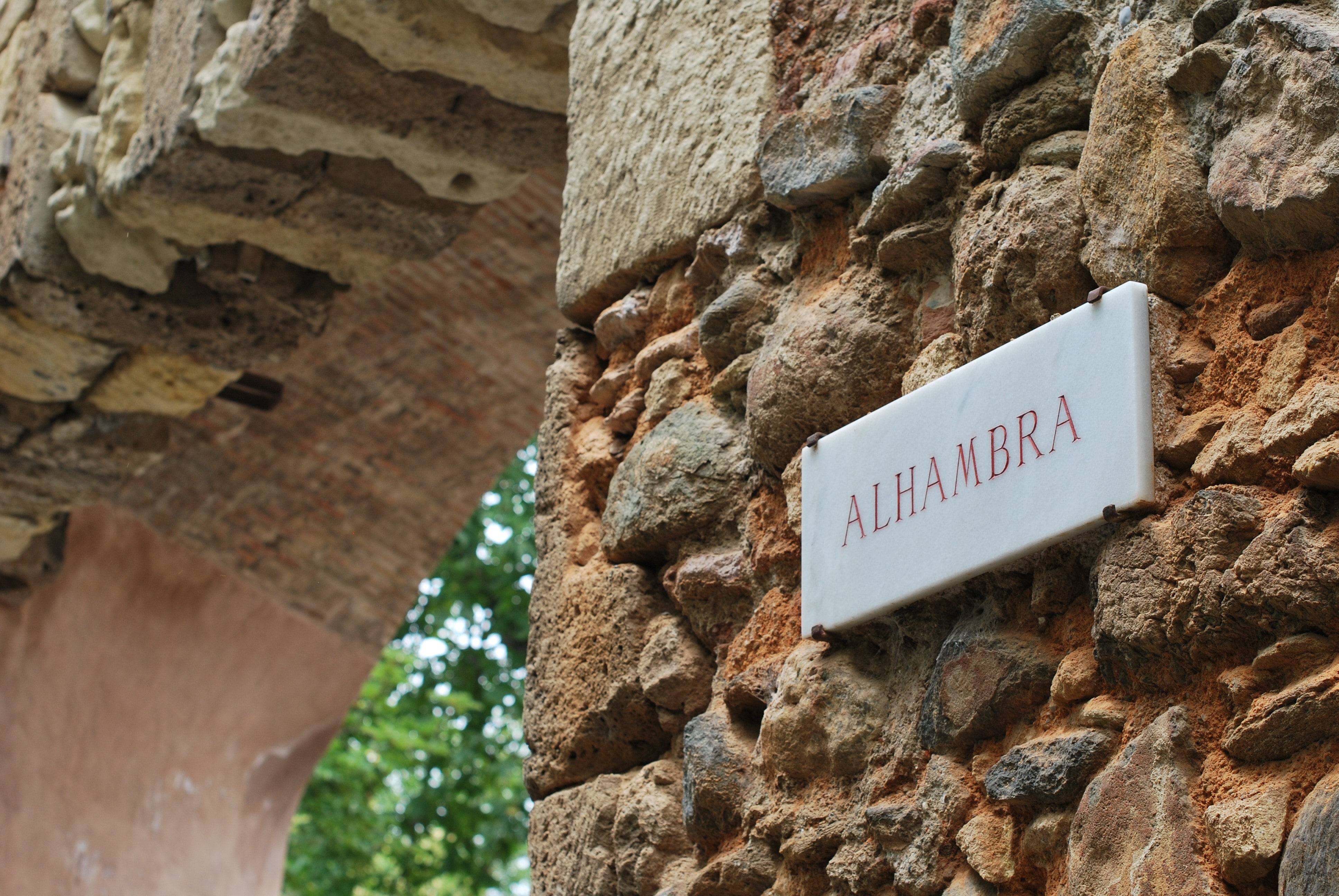 close up photo of Alhambra signage